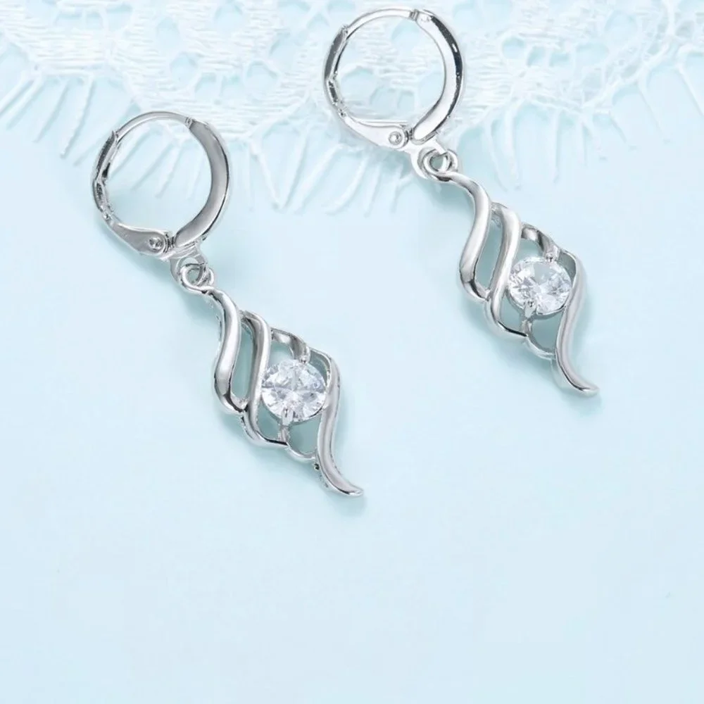 💎 NEW ❤️ Cute Spiral 925 Sterling Silver Bundle Necklace Earrings Modern - Picture 5 of 8